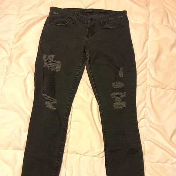 Grey Ripped Guess Power Skinny Low Jeans - Picture 1 of 3